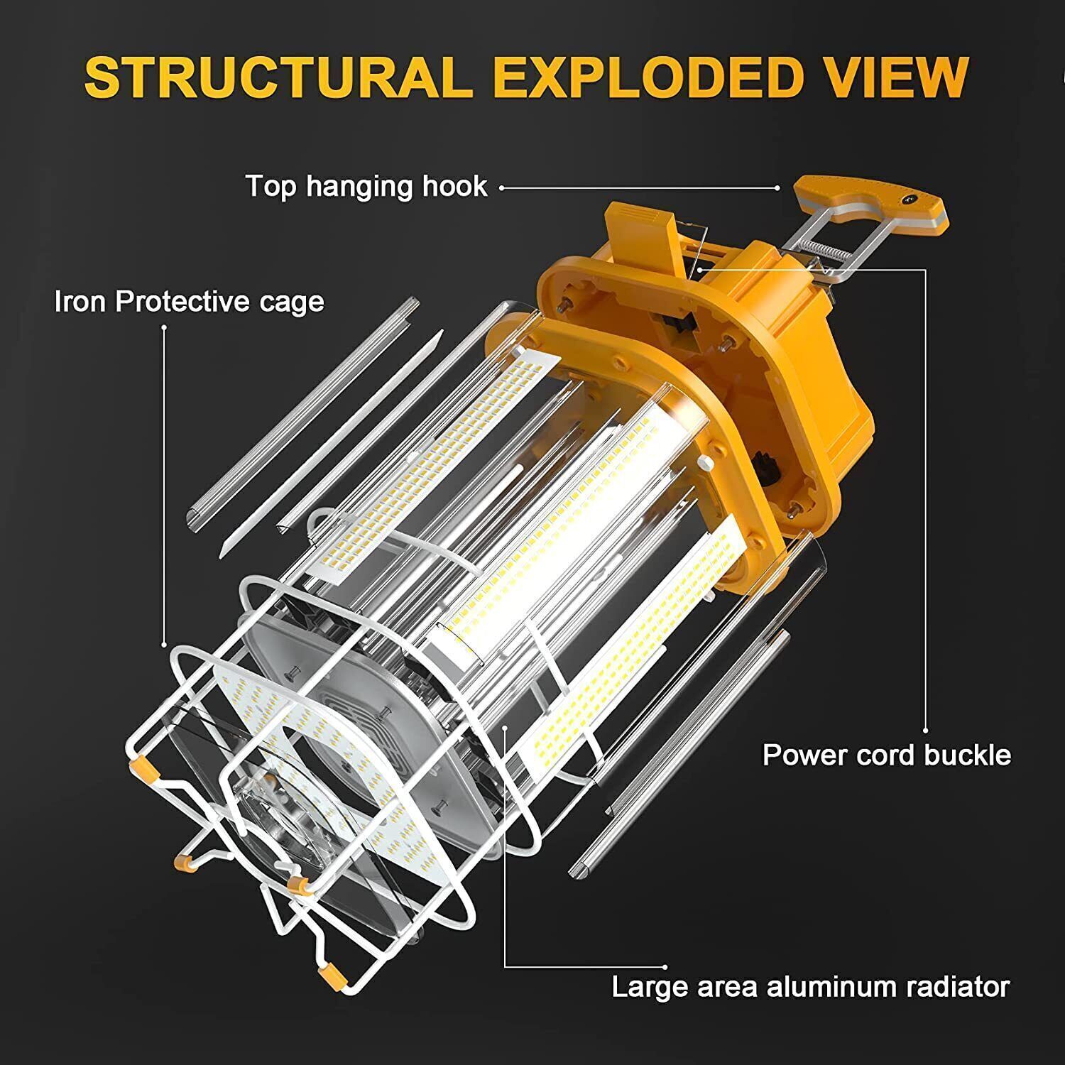 150W LED Temporary Work Light Linkable Construction Jobsite Lamp 22500LM US Plug