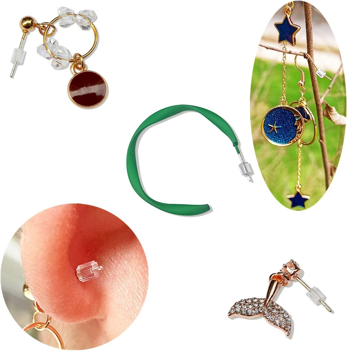 Earring Backs Silicone Soft Clear 1000 Safety New