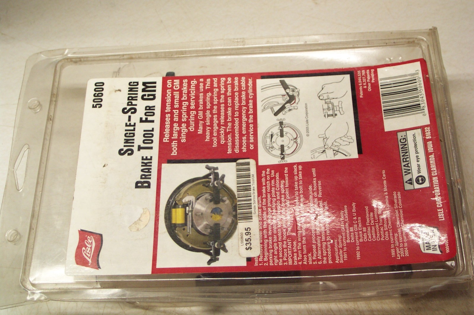 Lisle 50600 Single Spring Brake Tool for GM Drum Brakes