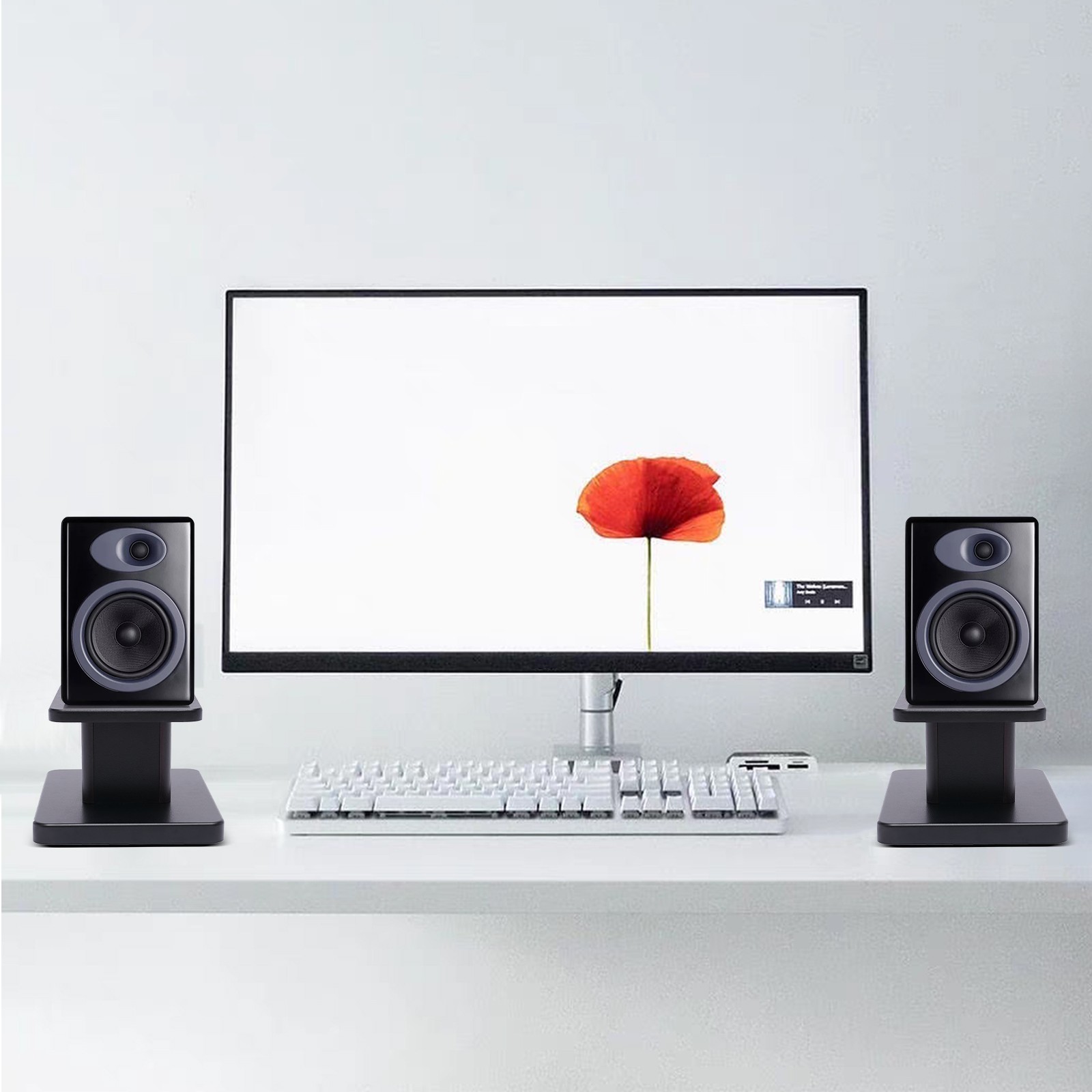 Elegant Black Walnut Speaker Stands for Bookshelf or Desktop Use