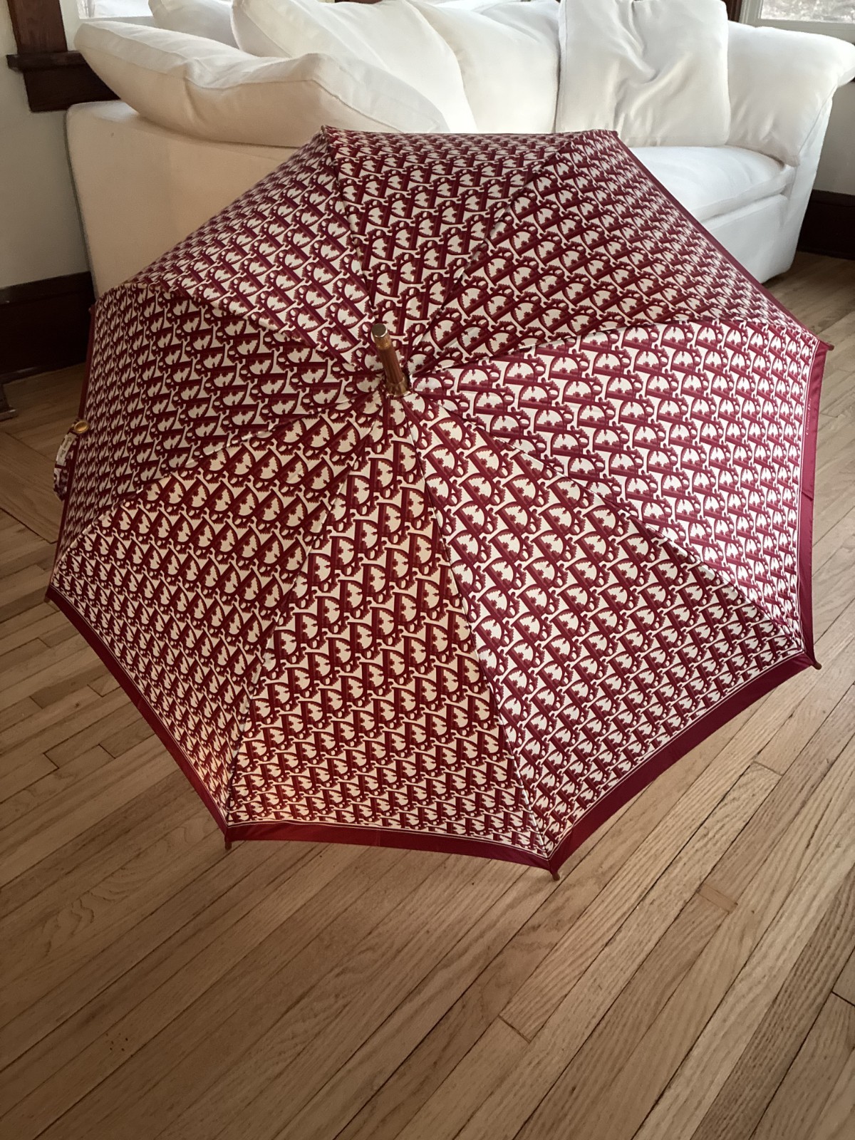 Authentic Christian Dior Vintage Trotter Folding Umbrella Red