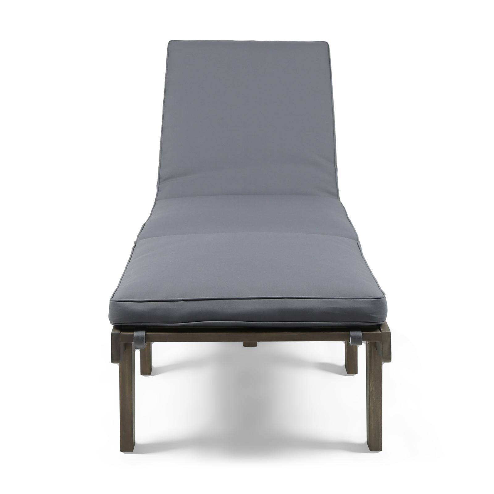WOOD CHAISE LOUNGE W/ CUSHION