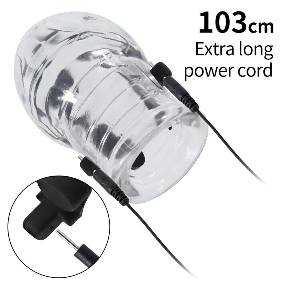 Electric E-Stim Penis Stretcher Enhancer Ball-Scrotum-Ring-Delay-Ejaculation Men