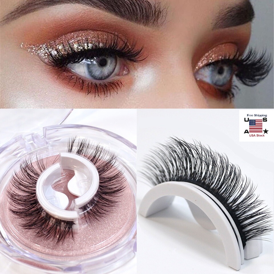 2PCS Reusable Self-Adhesive Eyelashes Natural Multiple Reversible Glue-Free USA