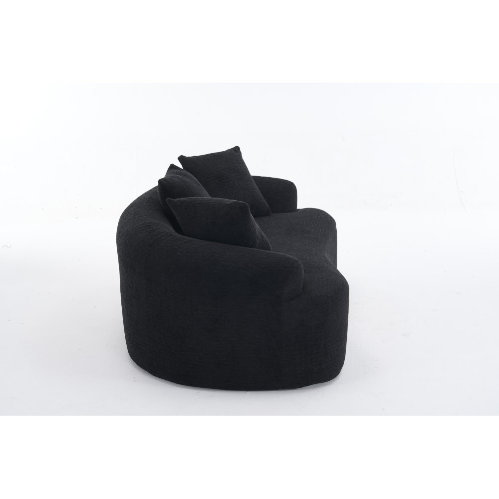 Small Loveseat Sofa 65\" L for Small Spaces w/ Chenille & Compressed Foam