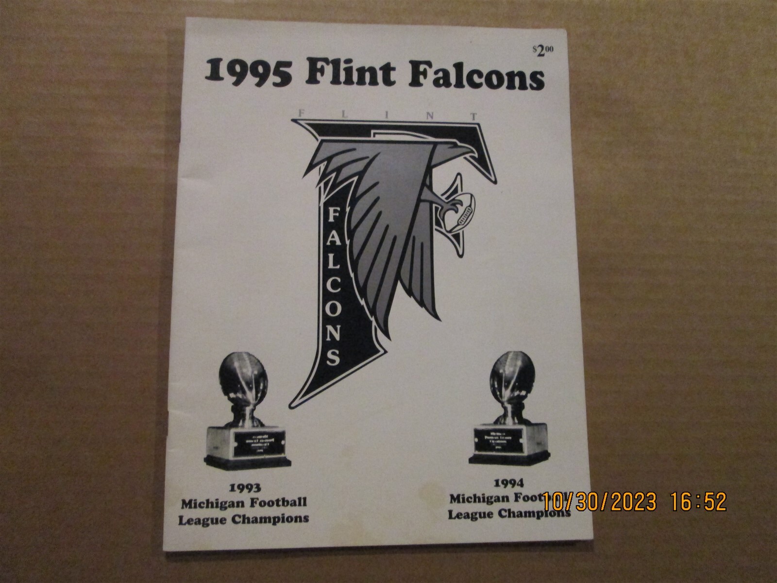 Michigan Football League Flint Falcons Vintage 1995 Team Logo Football Program