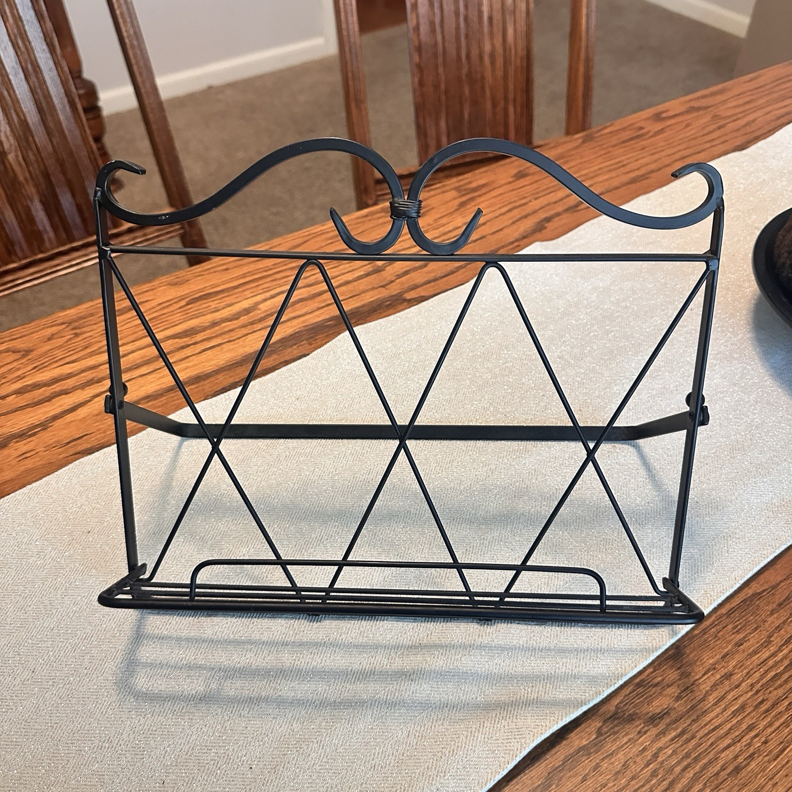 Black Metal Cookbook Holder Freestanding Rustic Farmhouse Kitchen Stand