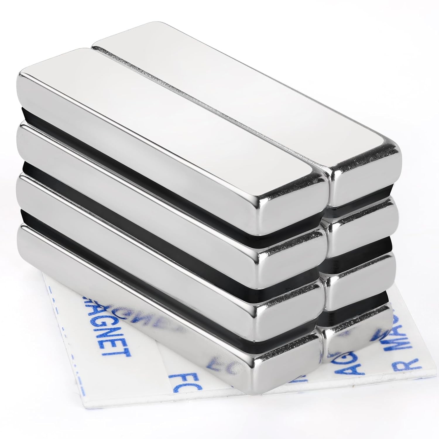 DIYMAG 8 Pack Strong Neodymium Bar Magnets，Powerful Rare 40x10x5mm, Silver