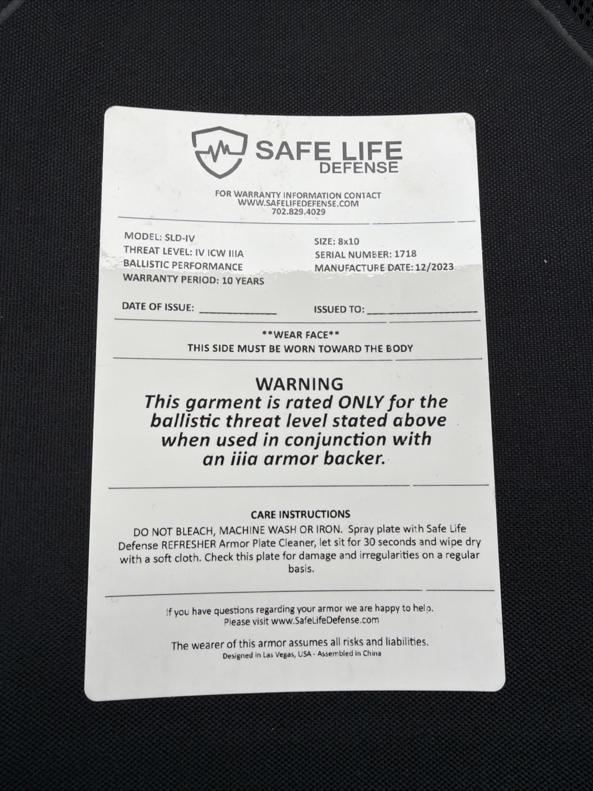 SAFE LIFE DEFENSE SLD-IV Tactical Multi-Threat Vest Level IIIA! Xs Body Armor