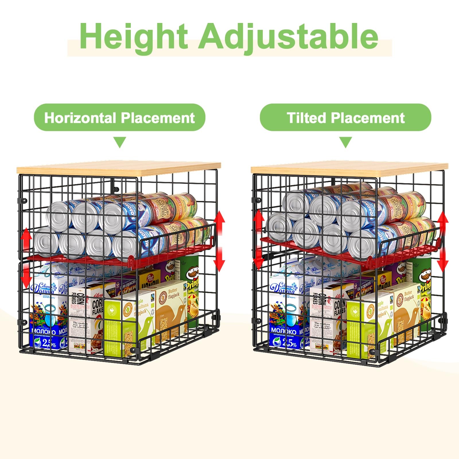 Best 4 Pack Stackable Wire Baskets for Pantry Organizers and Storage, with Fixed