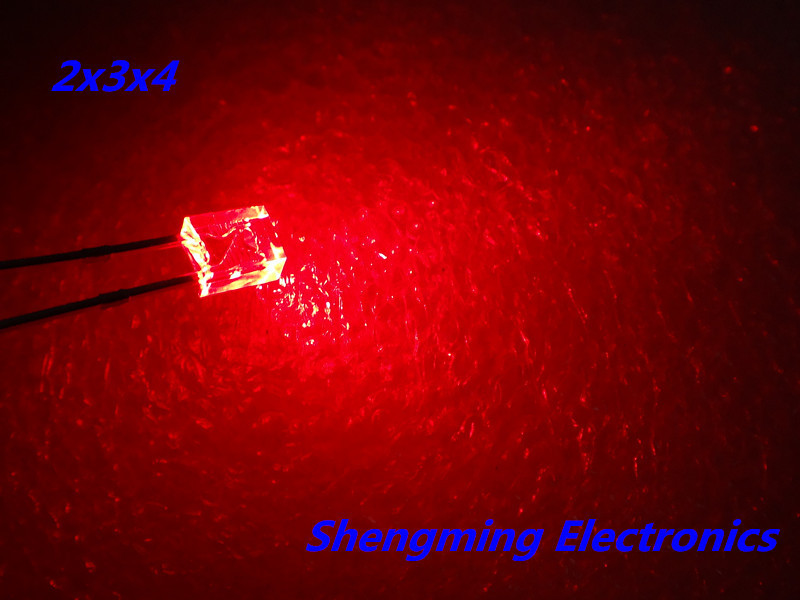 100pcs 2x3x4 Red led light emitting diode 2*3*4 MM Diffused