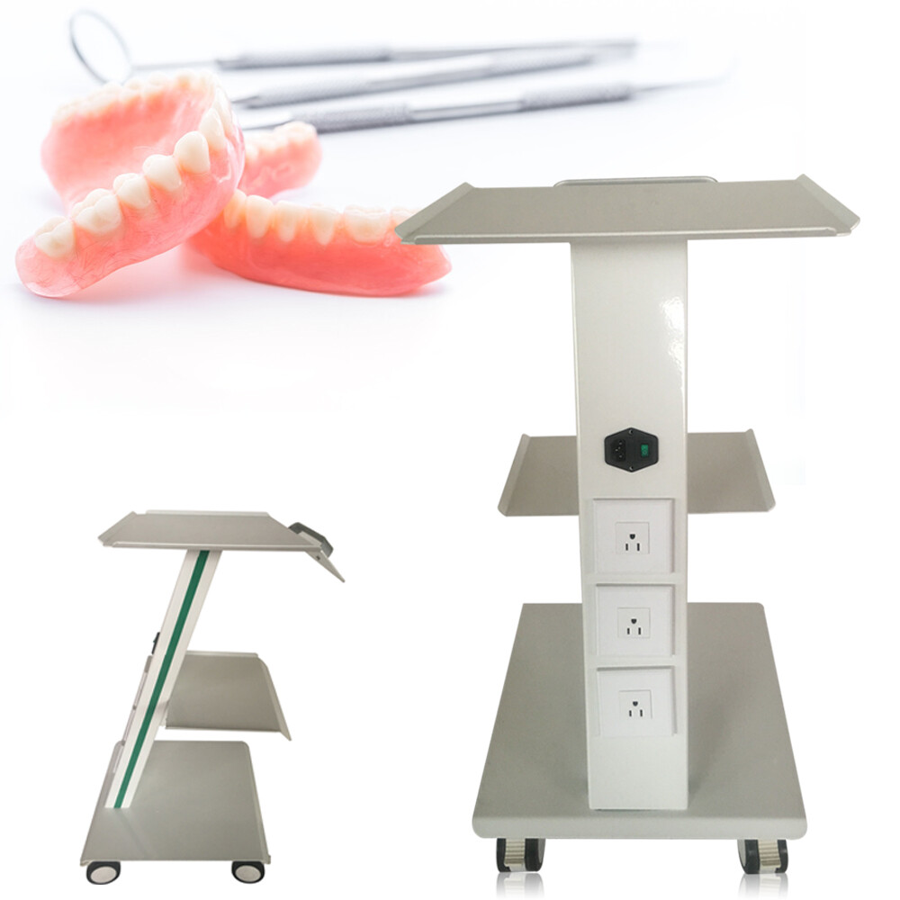 Medical Mobile Dental Trolley Cart Built-in Socket Equipment w/Foot Brake