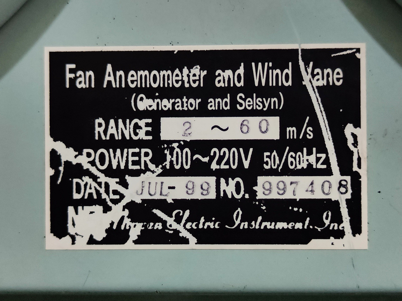 Nippon Electric Instrument NEI 997408 Fan Anemometer And Wind Vane |Brand New