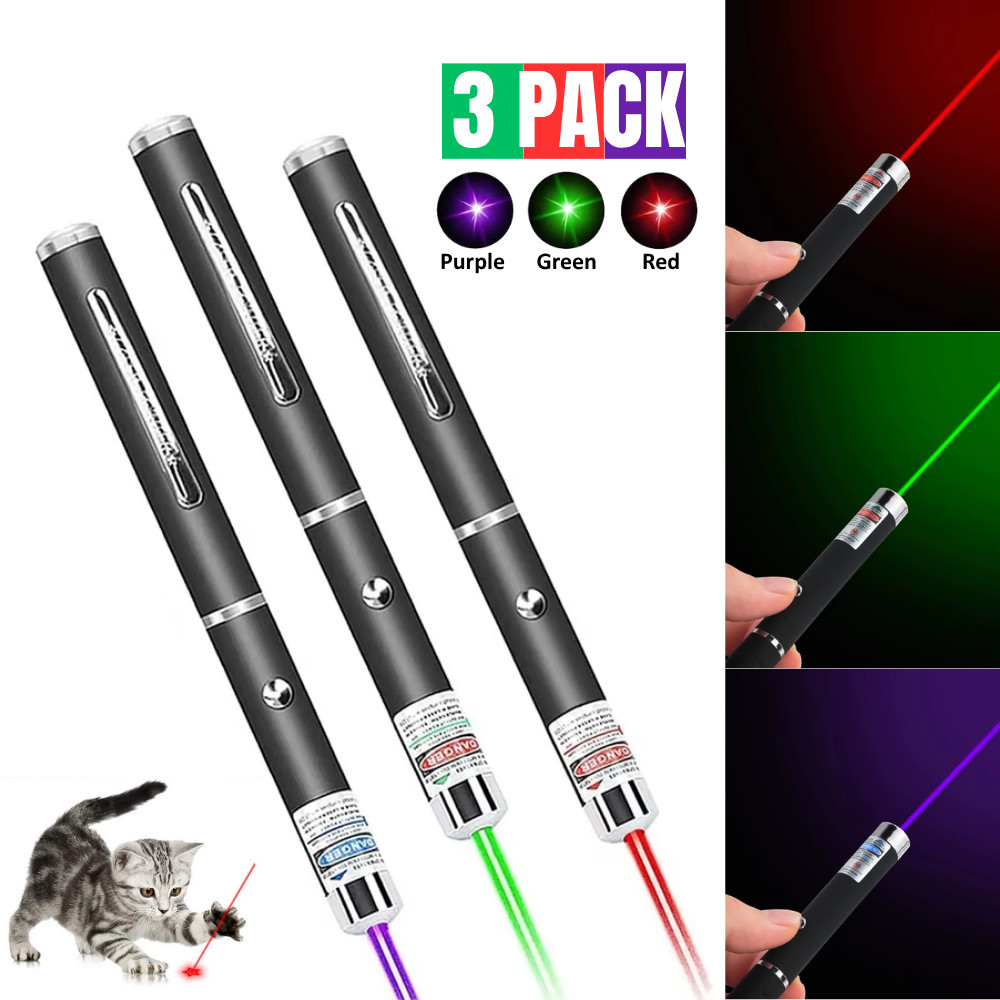 3pcs Laser Pointer Pens Red Green Blue Light Visible Beam Laser Pointer for Cats