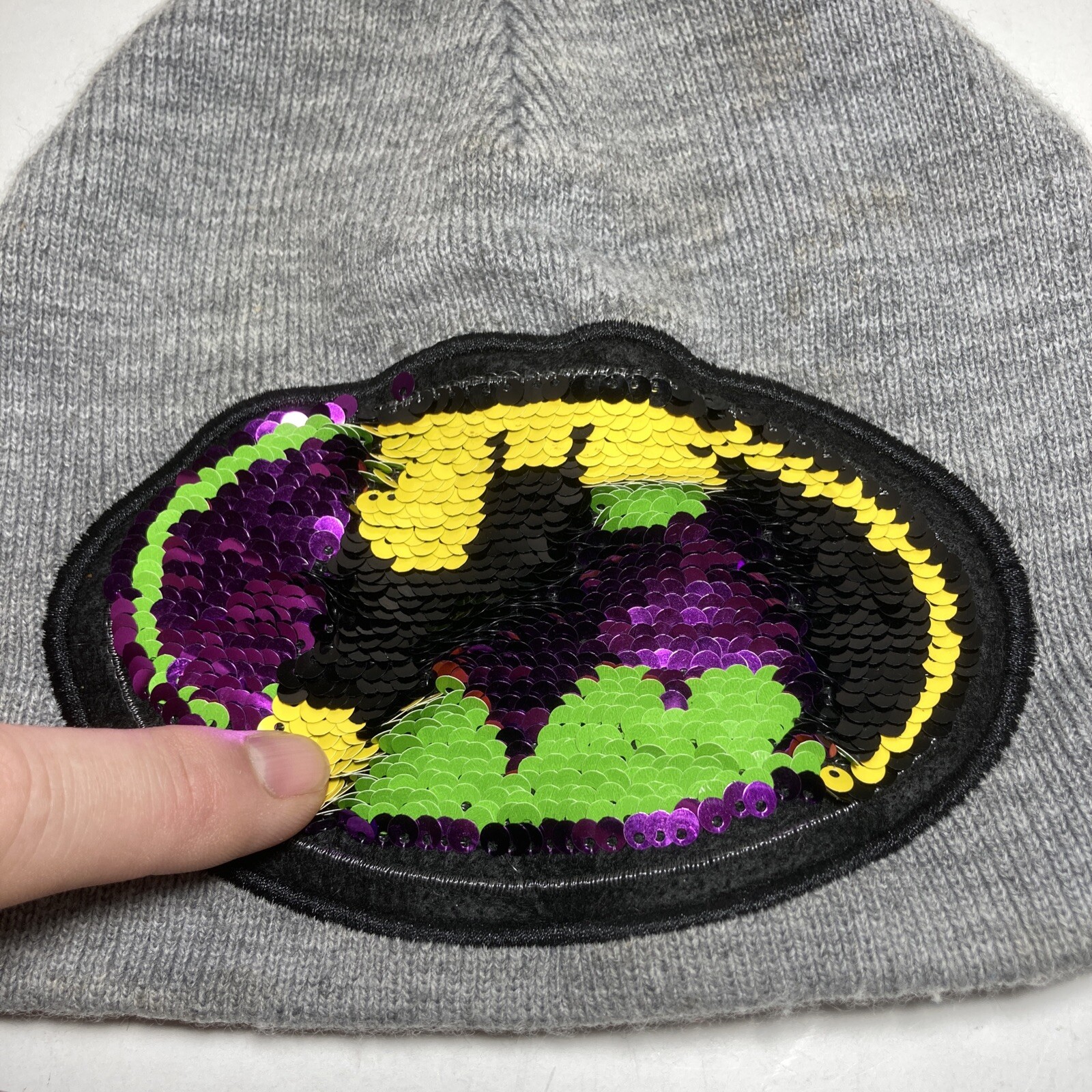 Batman Beanie Hat DC Comics Youth Reversible Flip Sequin Multi Colored