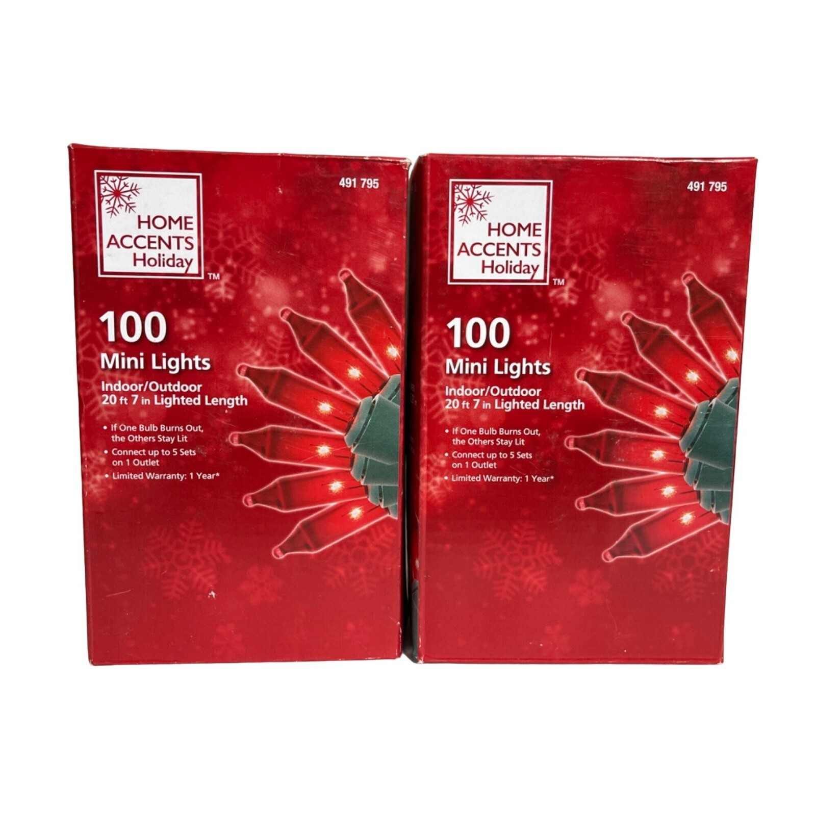2 New Home Accents Holiday 100 Mini Lights Indoor / Outdoor 20' 7" Red 491795