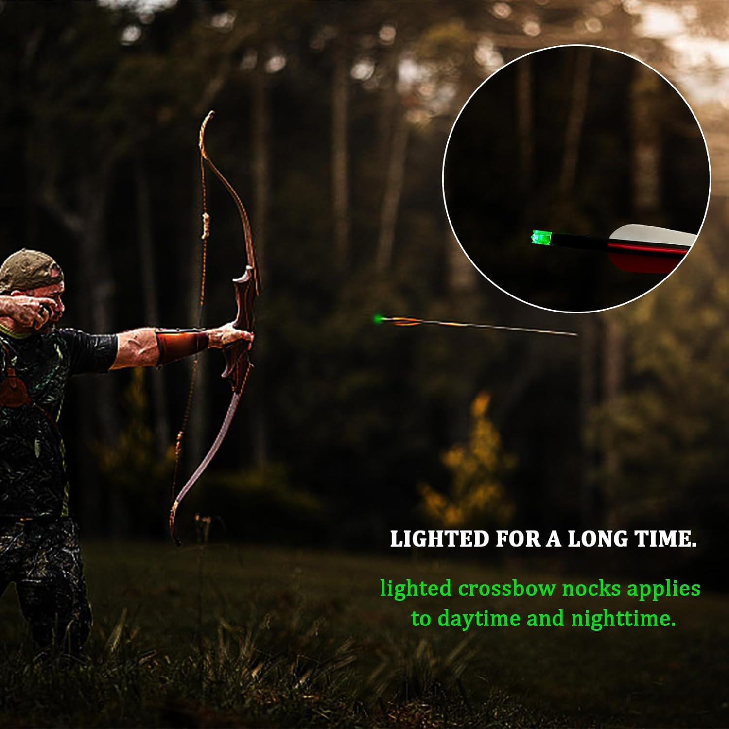 6-Pcs Crossbow Bolts Lighted Nocks Lights Up Automatically with Bushings for (.2