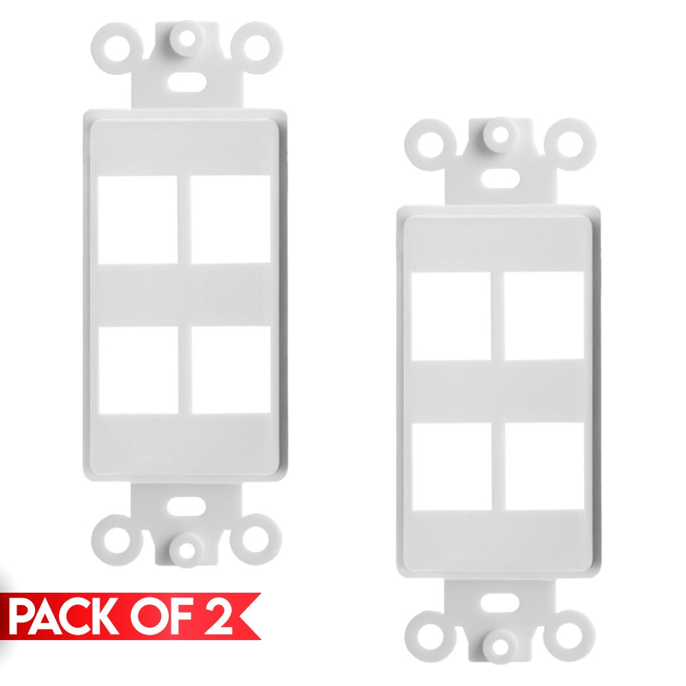 Keystone Wall Plate Insert Decorative Face Plate Port Jack Insert White 2 PACK