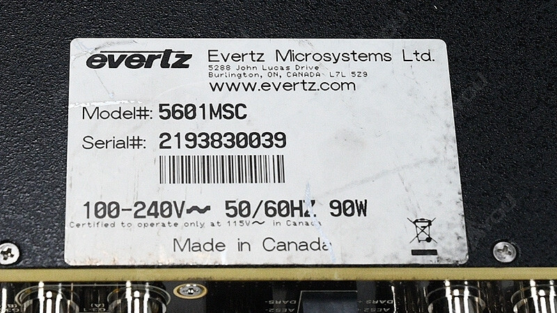 Evertz 5601MSC +2PS +SDTG +HDTG Master SPG Clock Test Generator