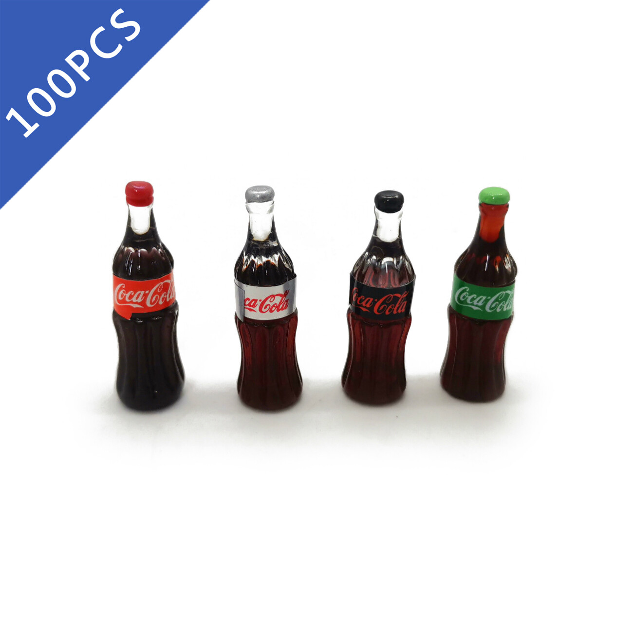 100Pcs Dollhouse Miniature 1:6 Variety Flavors Glass Bottles of Coke Drink