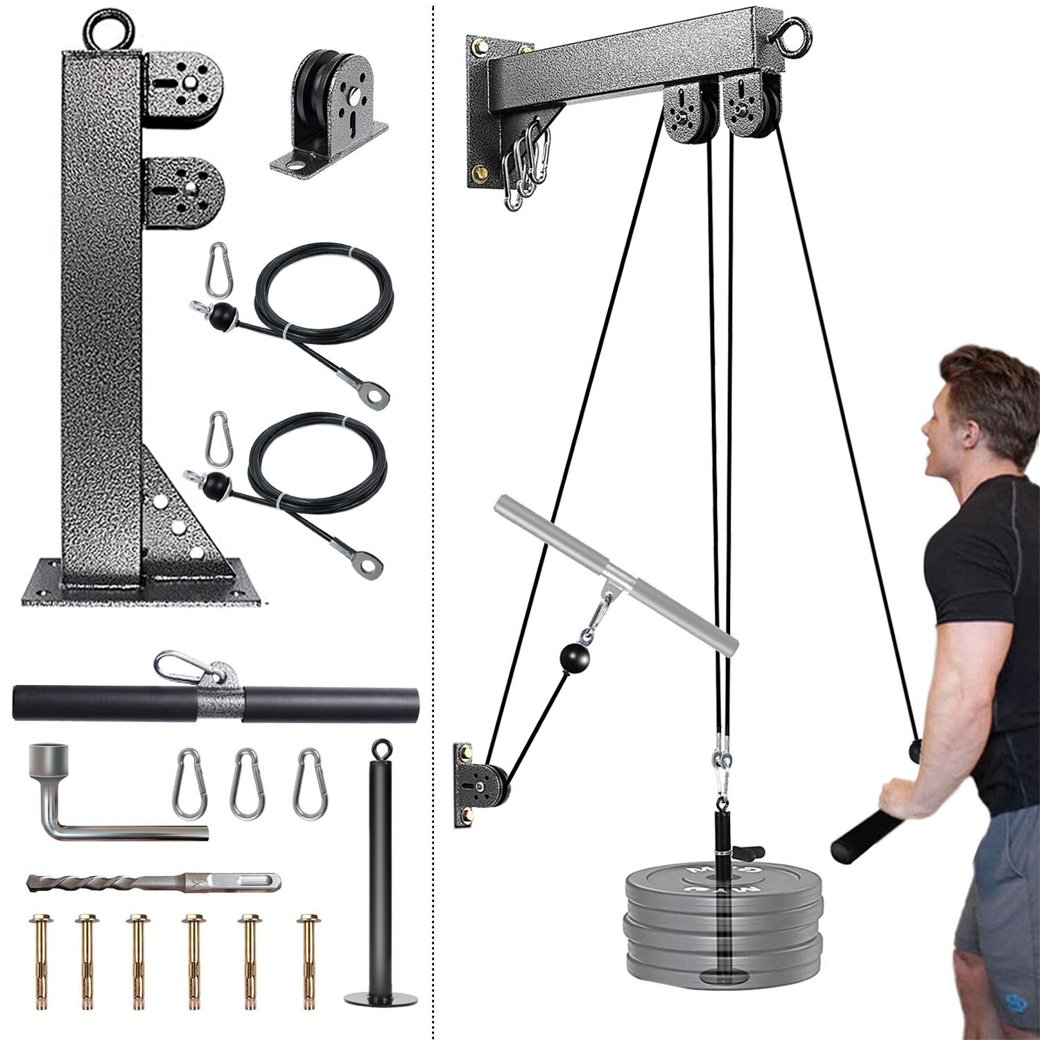 Fitness Wall Mount Pulley System Weight Cable Pulley System F Gym Cable Machine