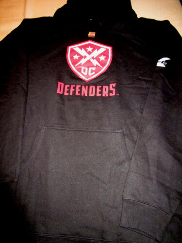 NEW MENS $60 DEFUNCT DC DEFENDERS FOOTBALL PRIMARY HOODIE SWEATSHIRT BLACK - LG