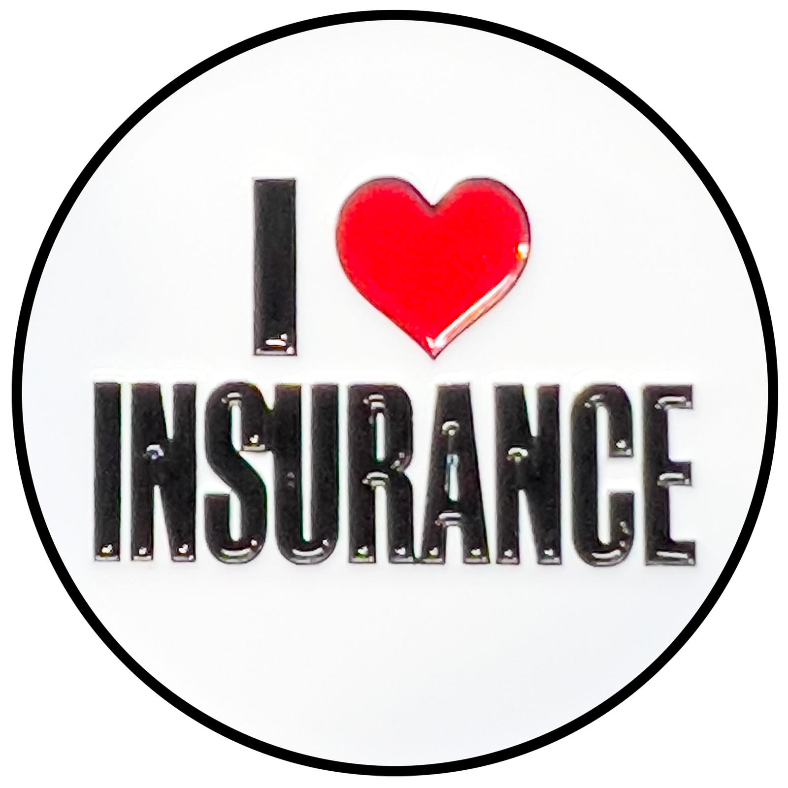 GL15-008 I LOVE INSURANCE Agent Lapel Pin with heart shaped pin clasps Flo Progr
