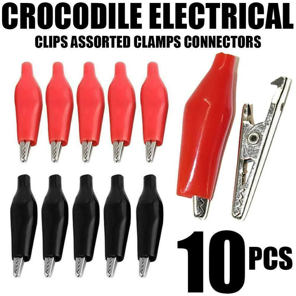 10Pcs Insulated Crocodile Clips Electrical Battery Connectors 5A Mini Alligator