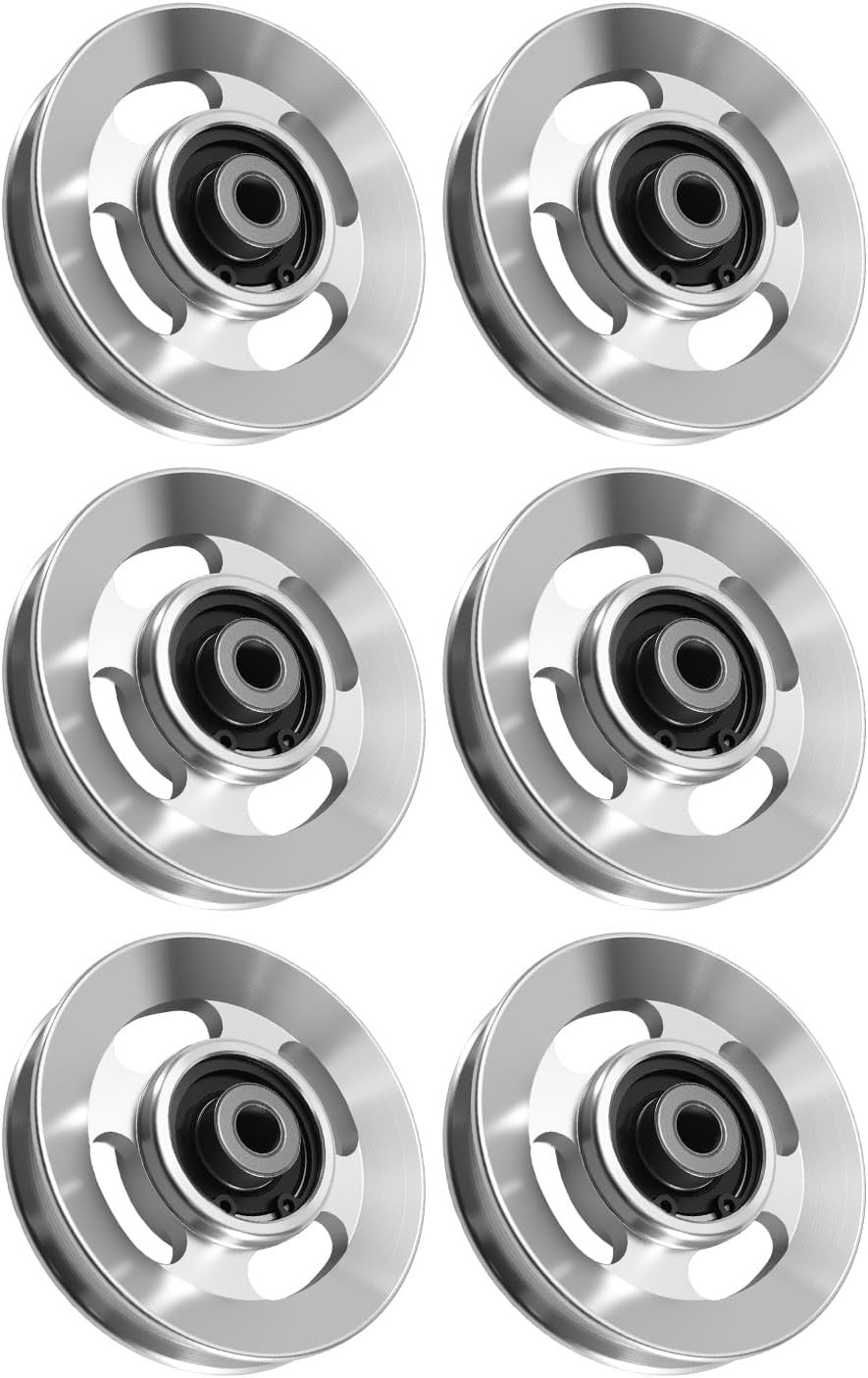 Aluminum Gym Pulley Wheel Set, 90mm for Home Gyms & Equipment, 6 Pack
