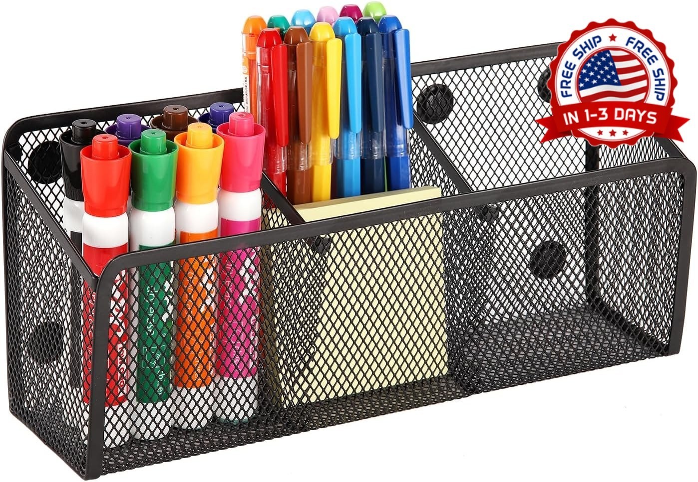 Organizador Magnetico Malla 3 Compartimentos Portalapices Nevera Pizarra Blanca