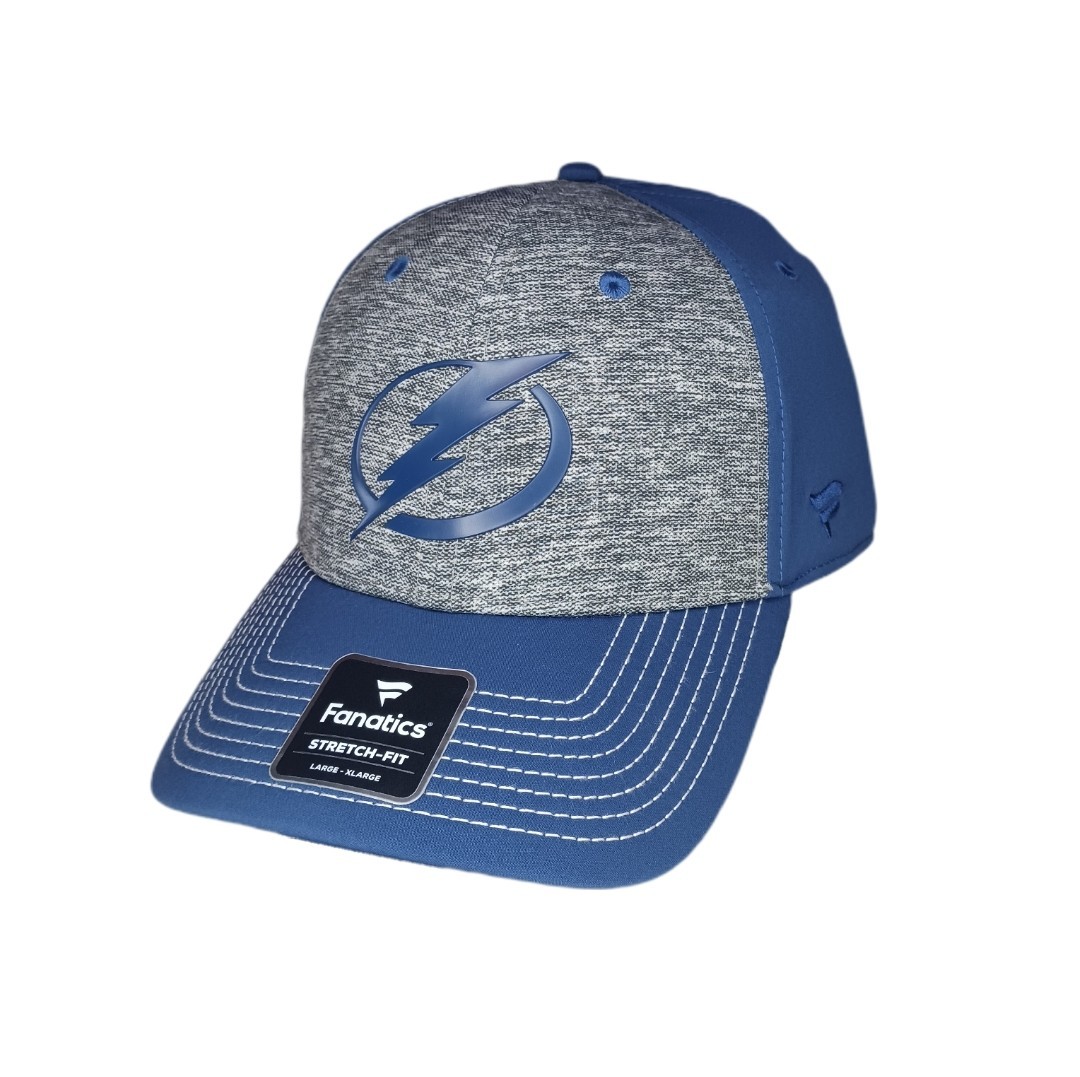 Fanatics Tampa Bay Lightning Hat Cap Mens Fitted L-XL Gray With Blue Brim NHL