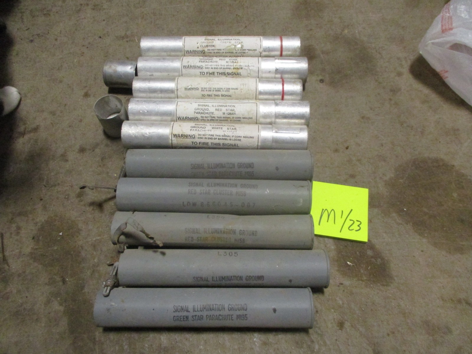 Lot of 5 Empty Storage Tubes w/Inner Slap Tubes, Signal, Illumination, Ground