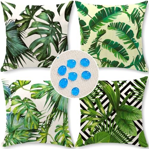 Waterproof Outdoor Pillow Covers 18x18 Inch Set of 4 Summer Spring Floral