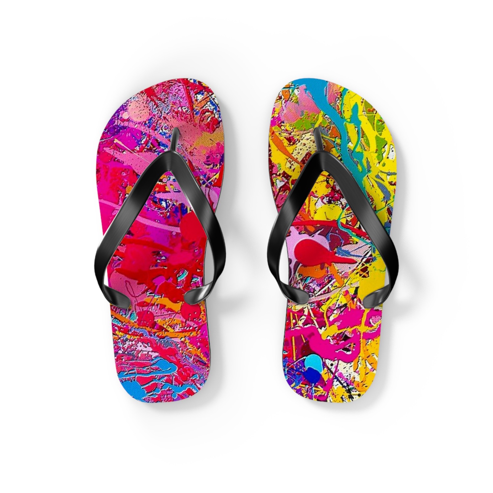 Paint Splatter Mix Flip Flops, Sandals Slides, Summer Footwear, Brand New