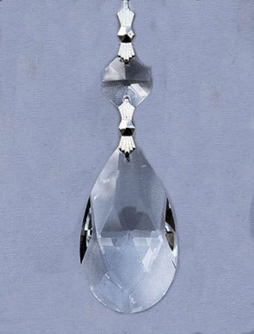 LOT OF 100... 2 1/2" CRYSTAL GLASS TEAR DROP FACET PRISMS W/SILVER OR GOLD PINS