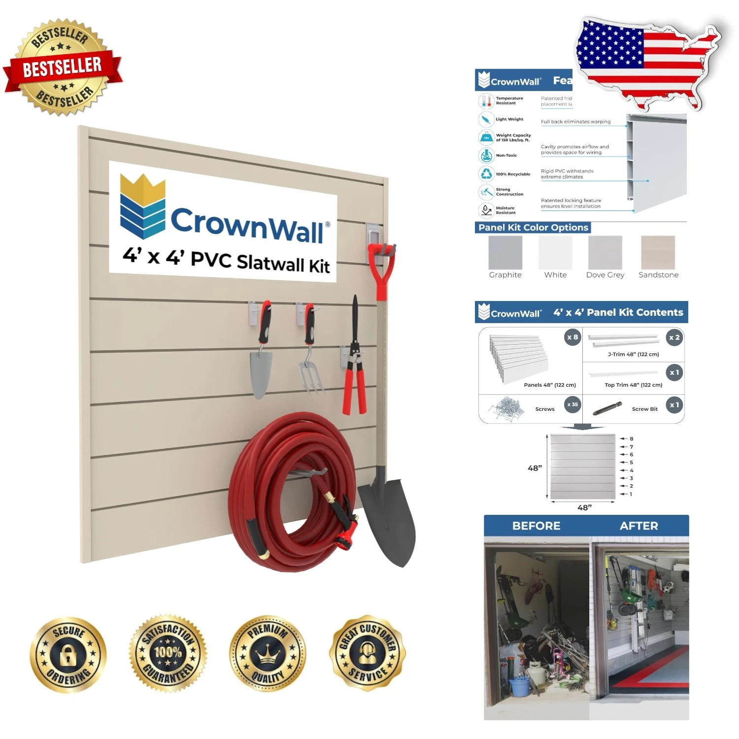 4FT X 4FT - SLATWALL CUSTOMIZABLE SLATWALL STORAGE PANELS