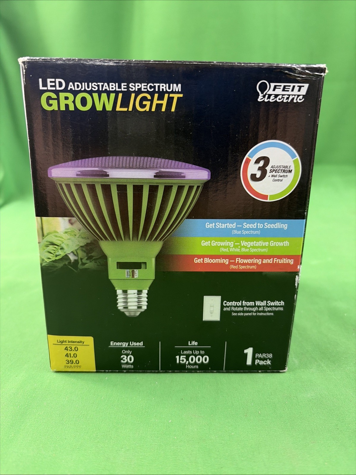 Feit Electric PAR 38 E26 Medium LED Grow Light Clear 1 pk New (E9)
