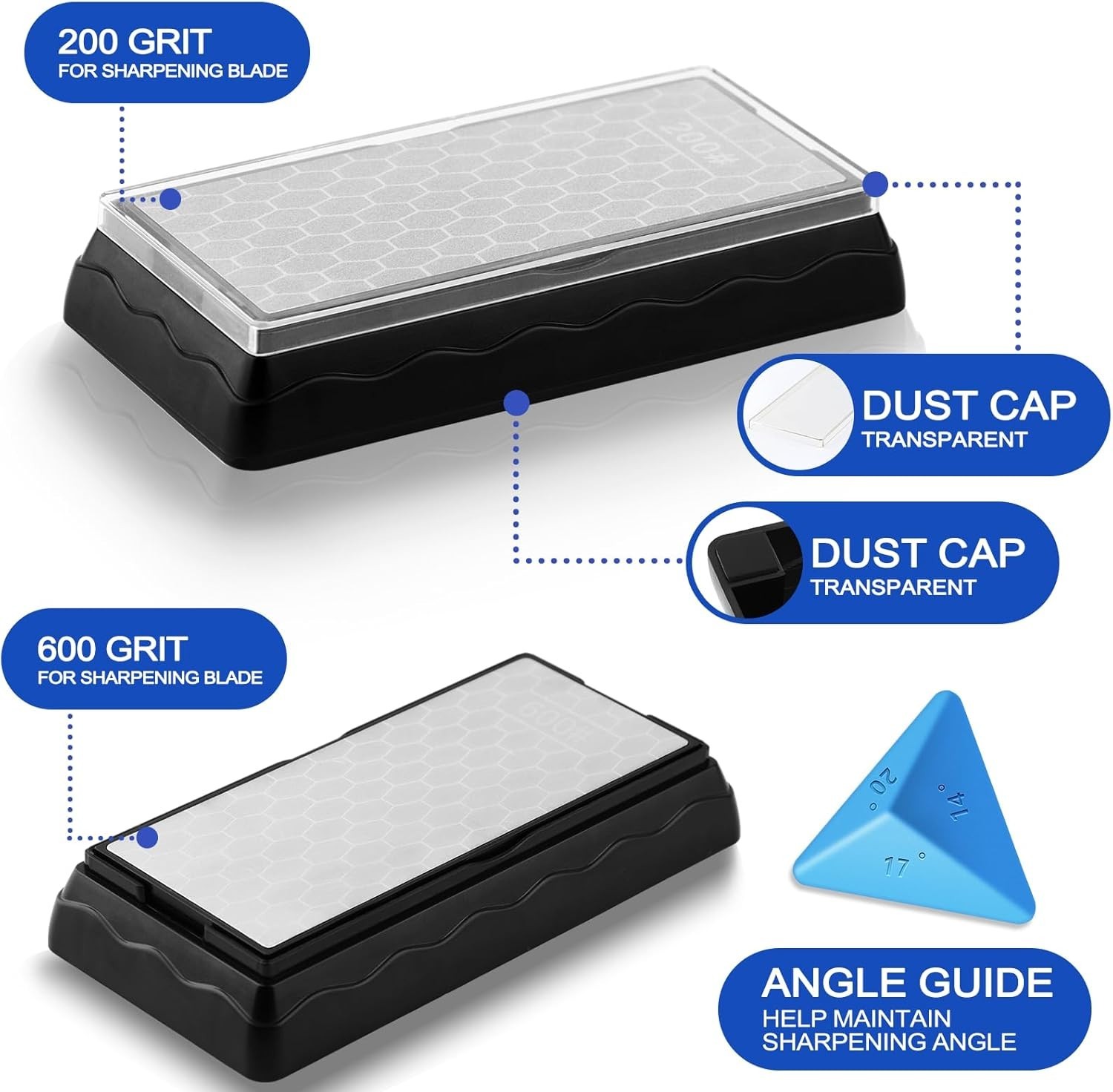 Professional Double-Sided Diamond Whetstone with Integrated Angle Guide - Silver