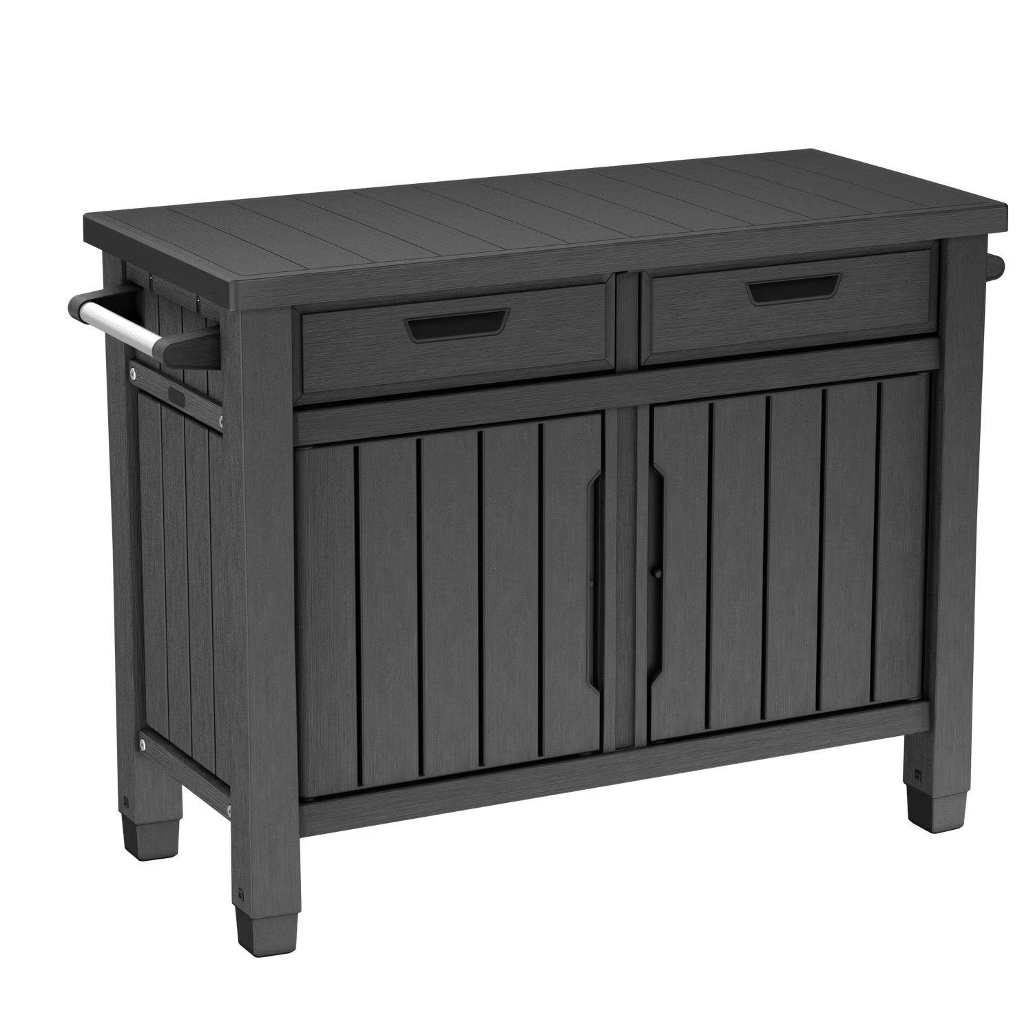 Keter Outdoor Grill Table Storage Cabinet w/ Drawers Patio Buffet Gray New