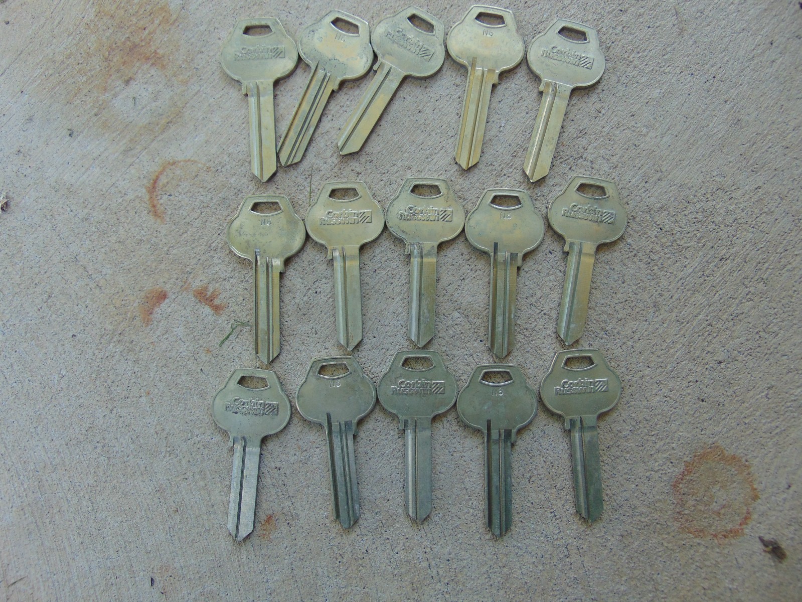 15  KEYS  ORG. CORBIN & RUSSWIN  N6 KEY   6 PIN KEYS BLANKS UNCUT     LOCKSMITH