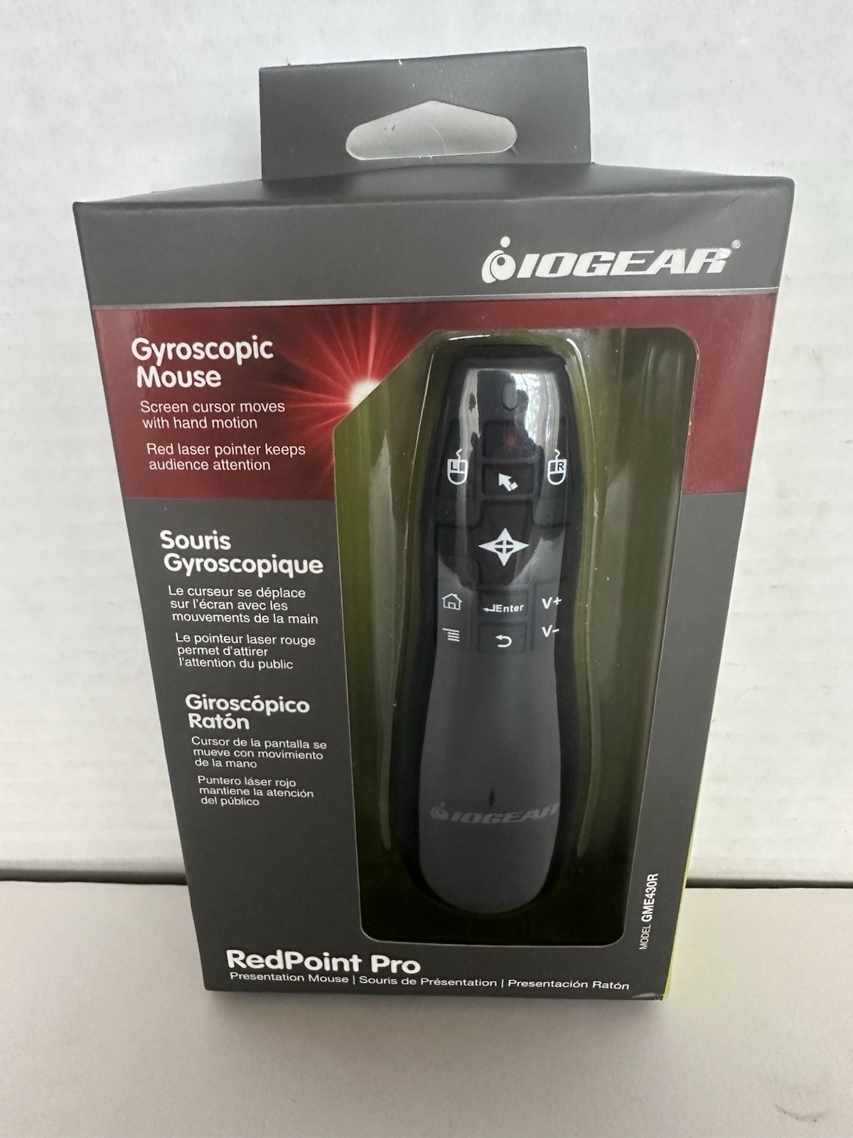 IOGEAR RedPoint Pro 2.4GHz Gyroscopic Presentation Mouse w/ Laser Point- GME430R