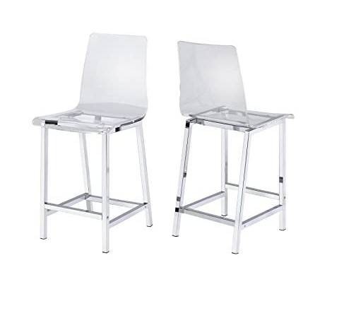 Coaster Everyday 30 in. Clear and Chrome Acrylic Bar Stool (set of 2) NEW (33B)
