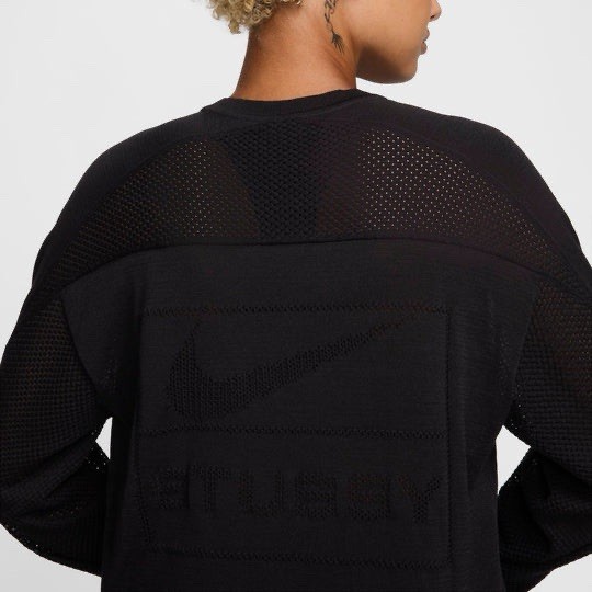 Nike x Stussy Long-Sleeve Knit Jersey 'Black' HF3898-010 Adult Unisex XXL