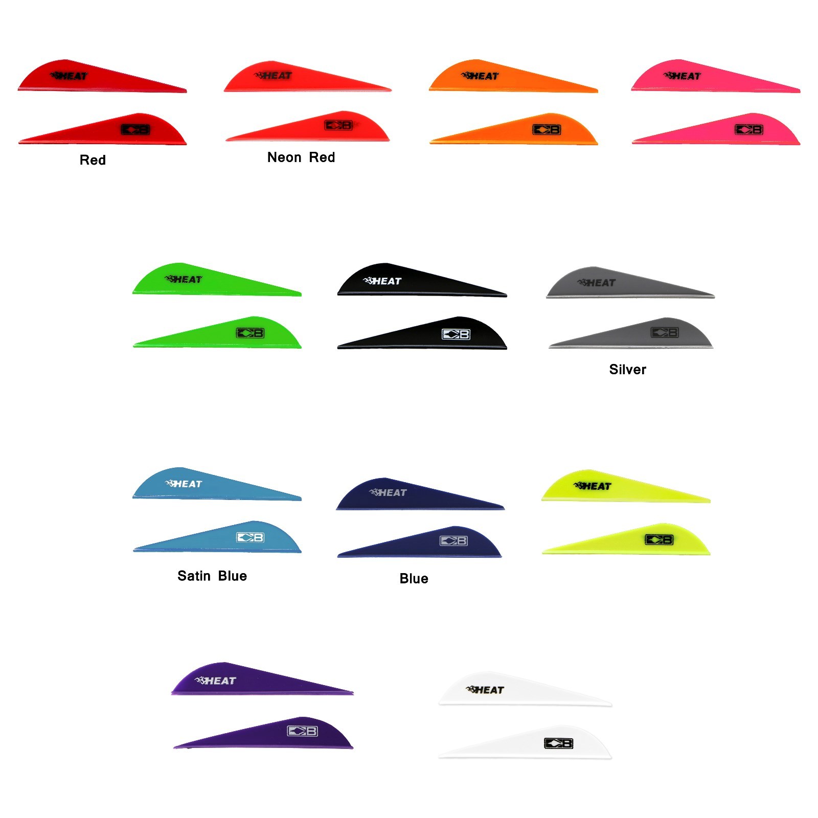 Heat Vane 50pk Bohning Arrow Fletching Mix Red Blue White Green Yellow Orange ++