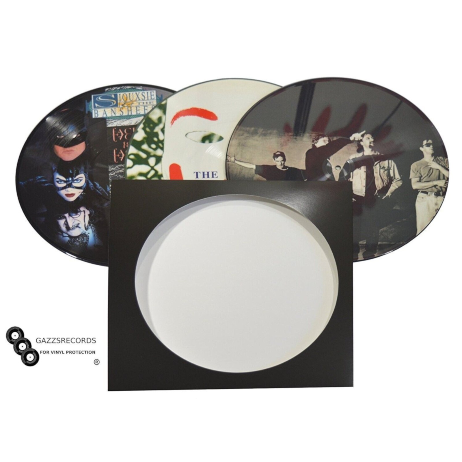5 12" Inch Cardboard Picture Disc Record Sleeves Album LP Black with Poly Inner