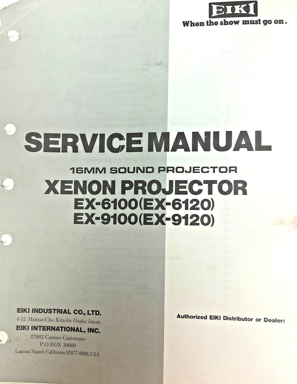 Eiki 6120-9120 16mm Xenon  Sound Projectors Master Service Manual