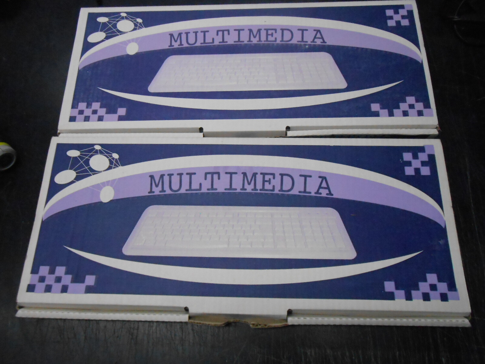 Lot of (2) New PS/2 Multimedia Keyboards PC AT Soundless Design Tactile 5-Pin