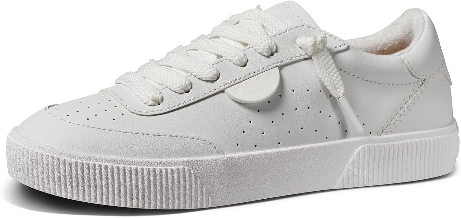 Reef Women's Lay Day Seas Sneaker White Leather 5M