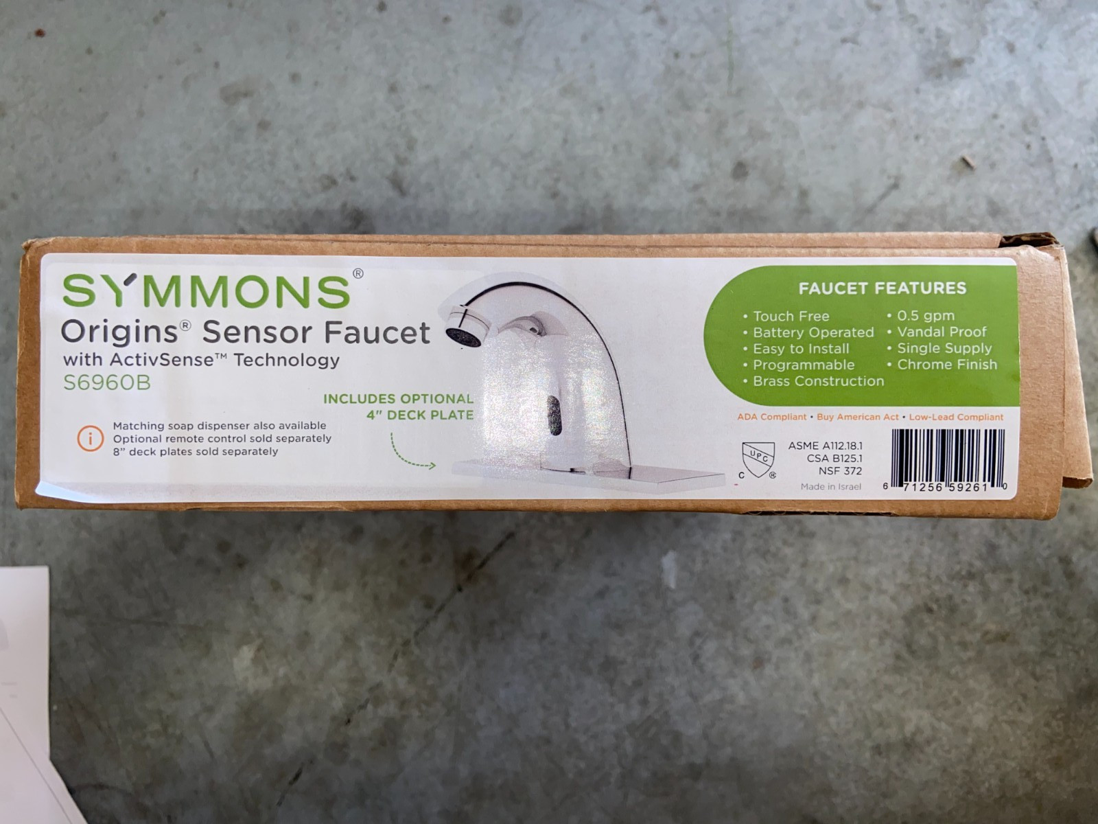 SYMMONS ORIGINS SENSOR FACUET W/ ACTIVSENSE TECH -  S6960B