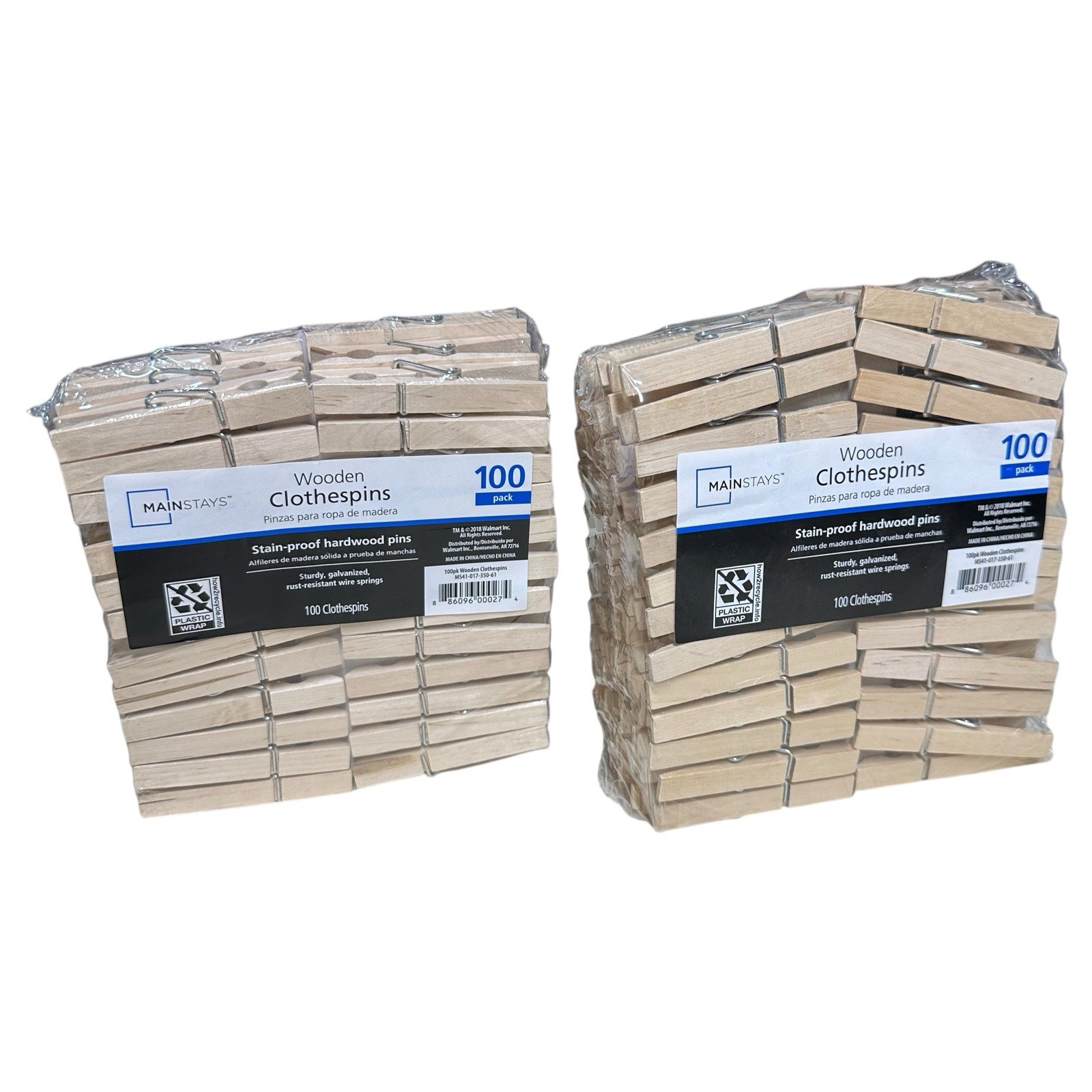 Wooden Clothespins 3in 200 Pack Laundry Clips Rust Resistant Craft Stain Proof